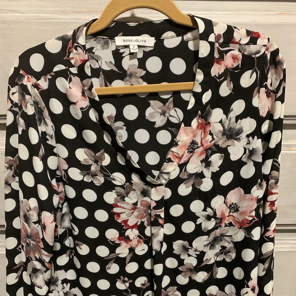 Rose + Olive polka dot blouse
